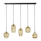 Hanglamp Stripe | 5-Lichts | Amber glas