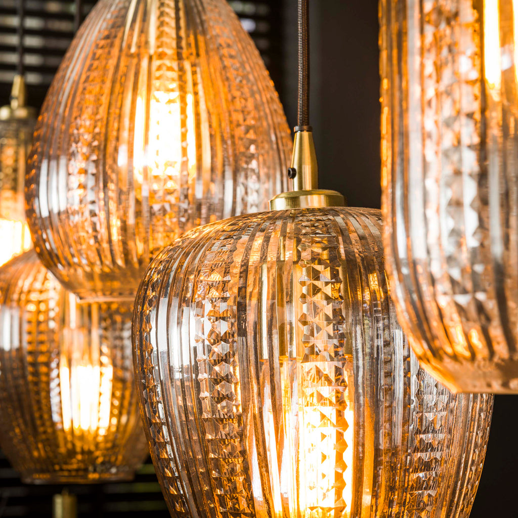 Hanglamp Diamond Grain | 5-Lichts | Diamant glas