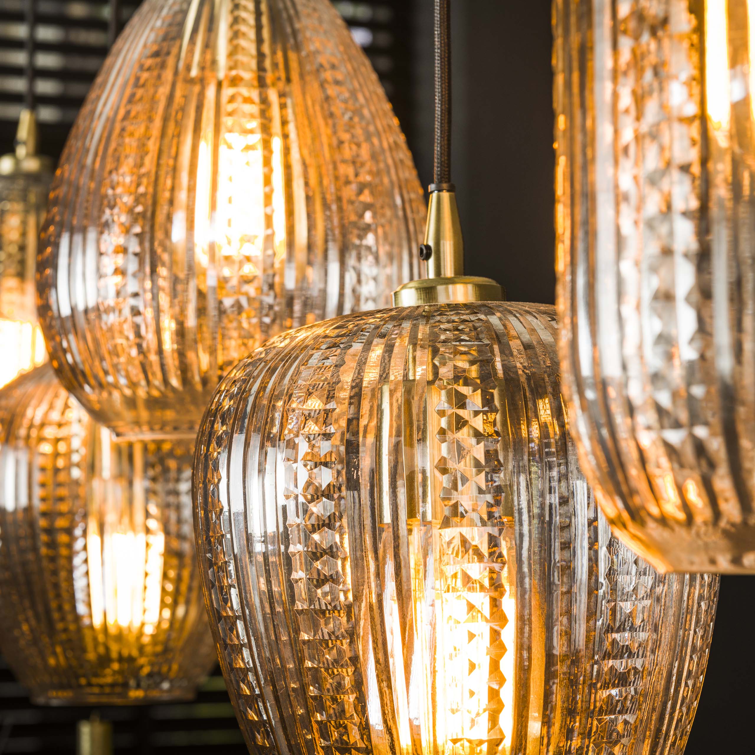 Hanglamp Diamond Grain | 5-Lichts | Diamant glas