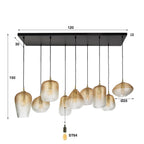 Hanglamp Dot | 5+4-Lichts | Amber glas