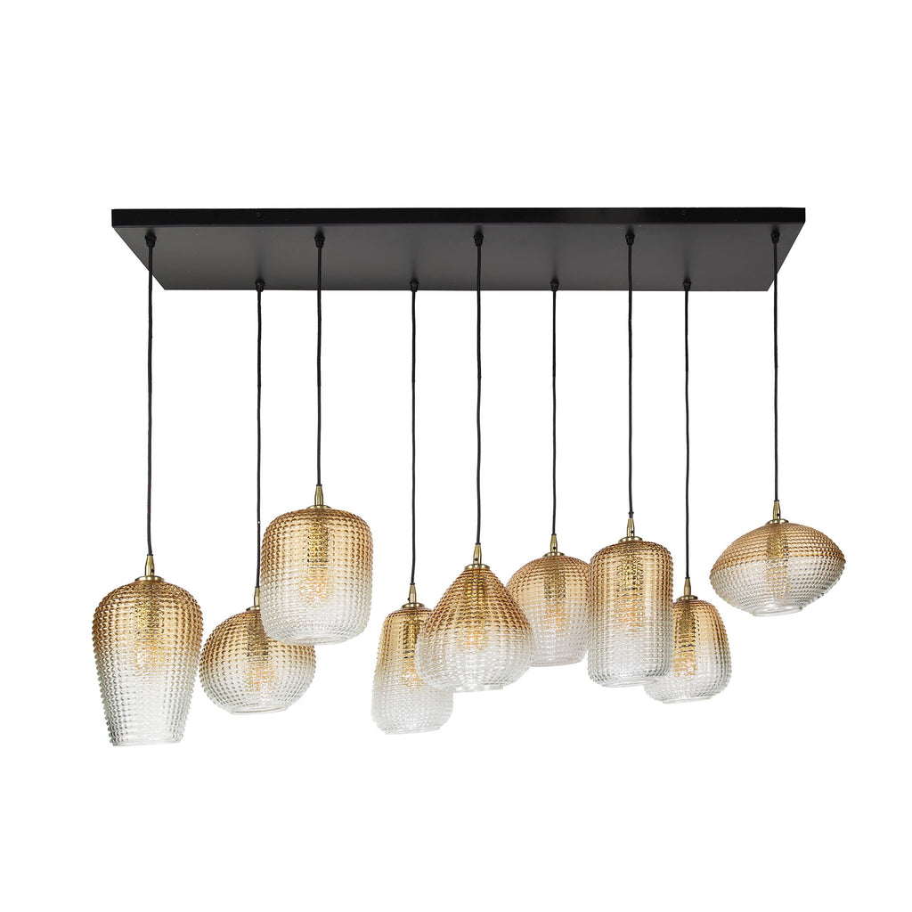 Hanglamp Dot | 5+4-Lichts | Amber glas