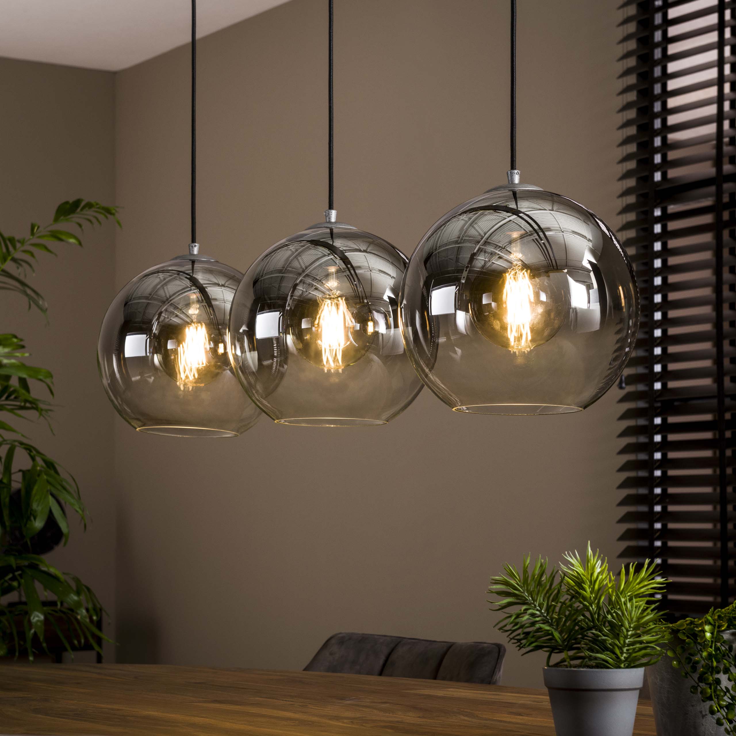 Hanglamp Bubble Shaded | 3-Lichts | Oud zilver