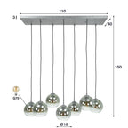 Hanglamp Bubble Shaded | 4+3-Lichts | Oud zilver