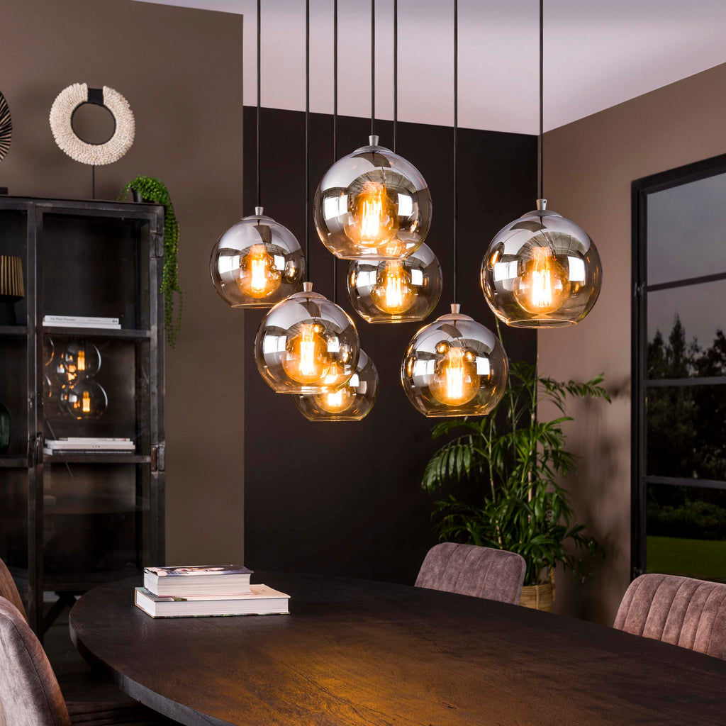 Hanglamp Bubble Shaded | 4+3-Lichts | Oud zilver