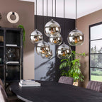 Hanglamp Bubble Shaded | 4+3-Lichts | Oud zilver