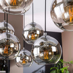 Hanglamp Bubble Shaded | 4+3-Lichts | Oud zilver