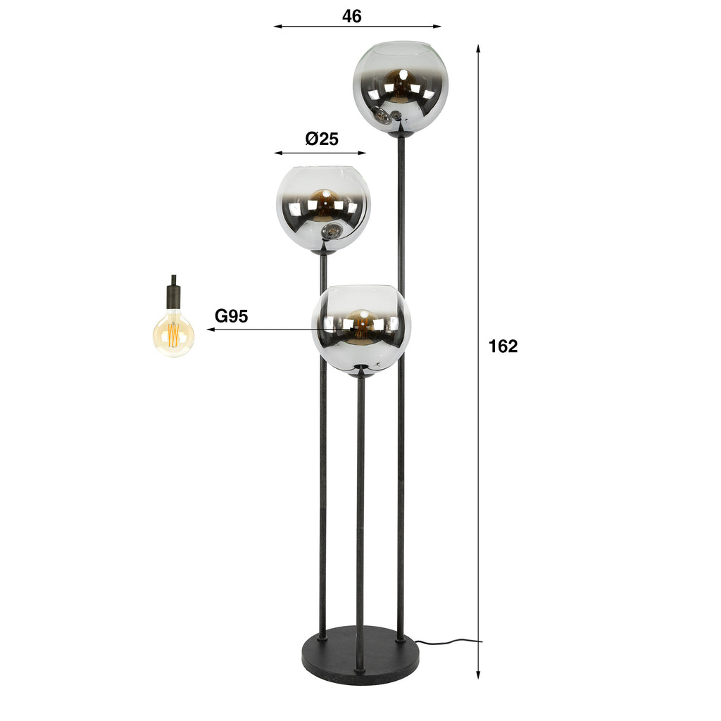 Vloerlamp Bubble Shaded | 3-lichts | Artic zwart