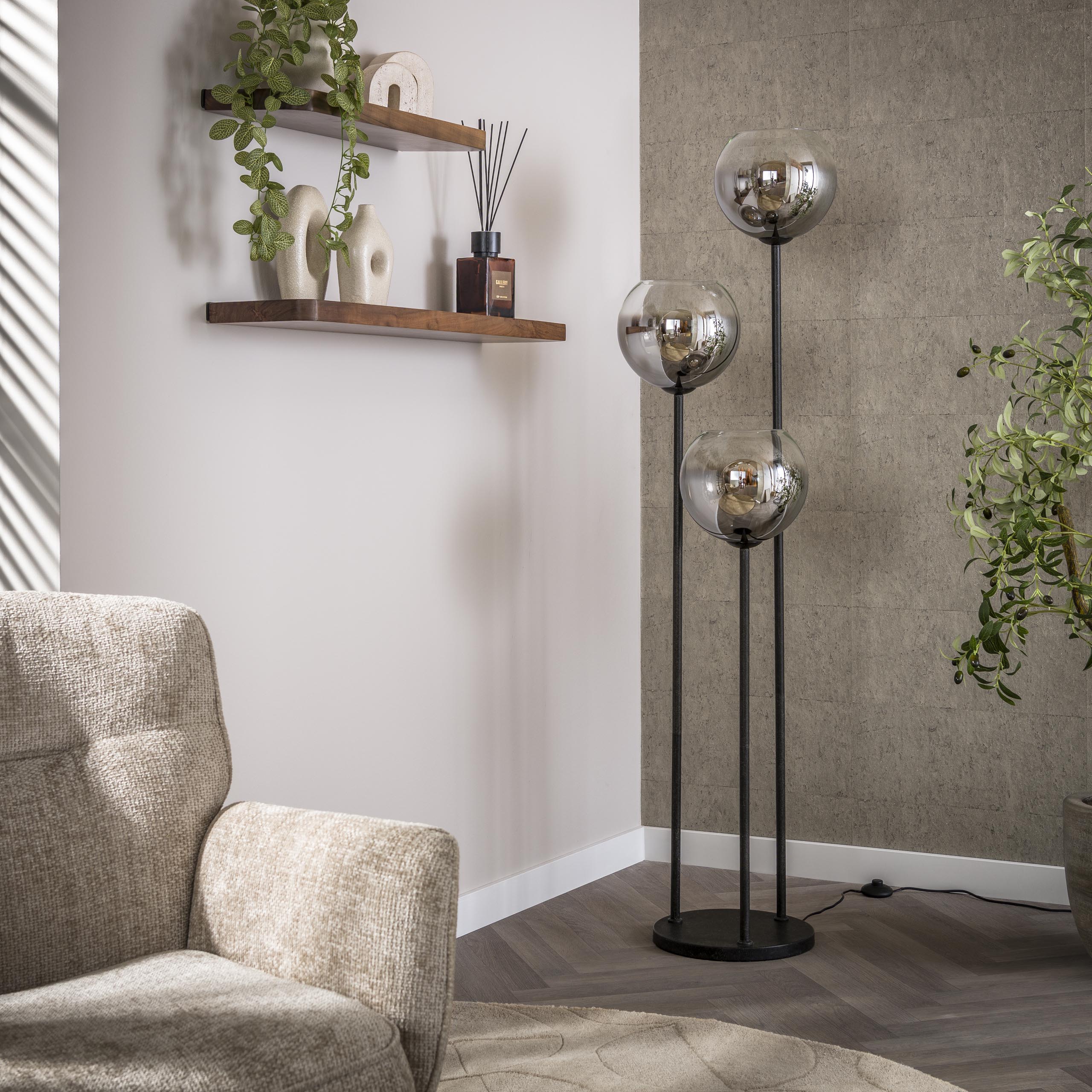 Vloerlamp Bubble Shaded | 3-lichts | Artic zwart