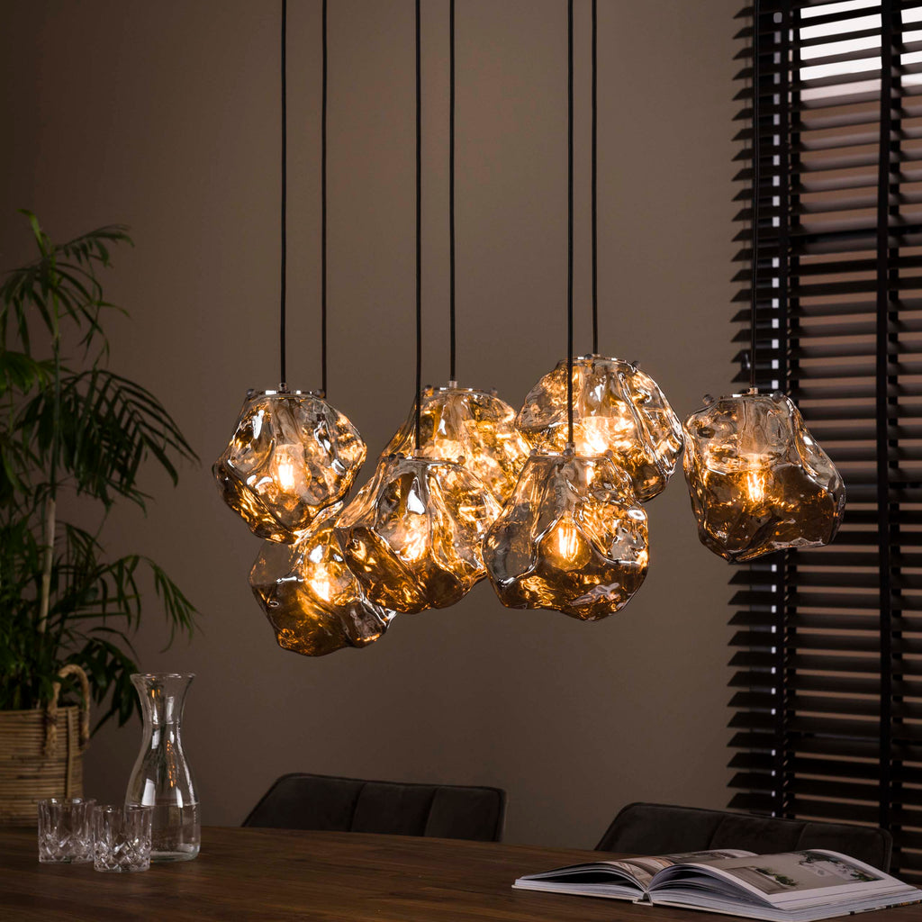 Hanglamp Rock | 4+3-Lichts | Chroom & Glas