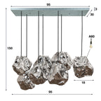 Hanglamp Rock | 4+3-Lichts | Chroom & Glas