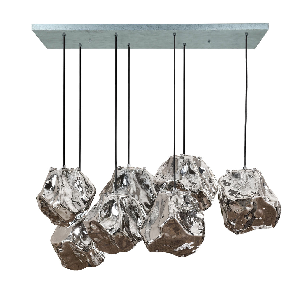 Hanglamp Rock | 4+3-Lichts | Chroom & Glas
