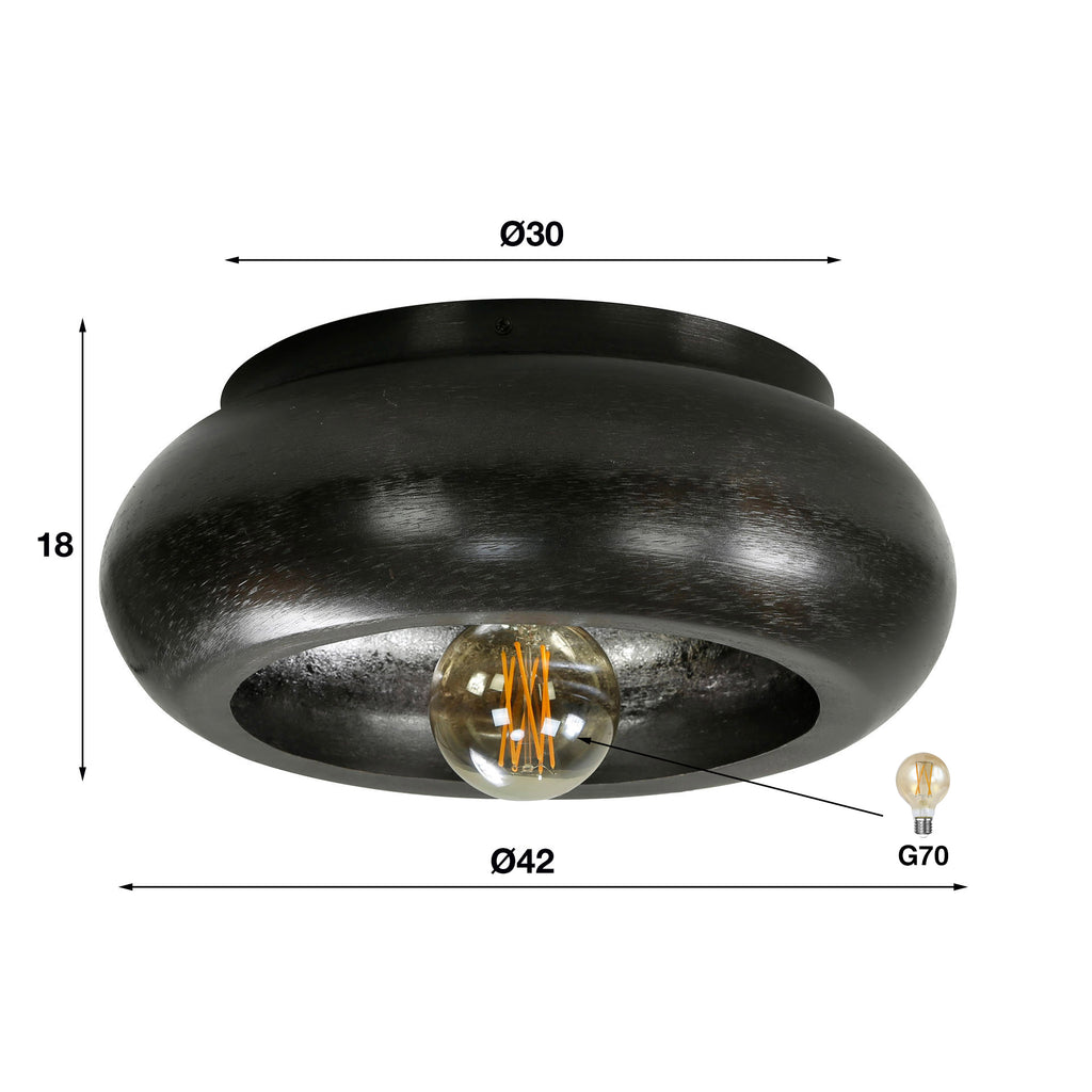 Plafondlamp Sky | 1-Lichts | Ø42cm Zwart nikkel