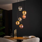 Hanglamp Bol Metal | 6-Lichts | Mat nikkel mix