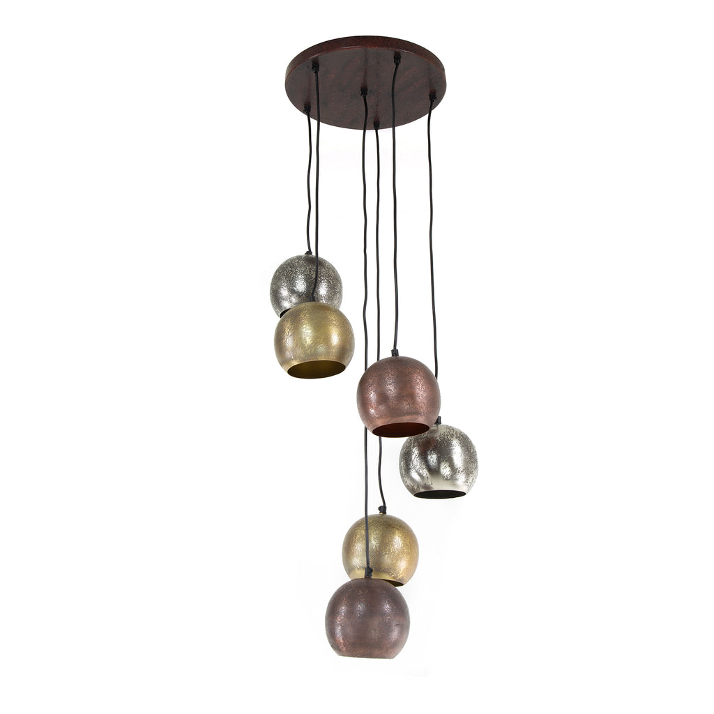 Hanglamp Bol Metal | 6-Lichts | Mat nikkel mix