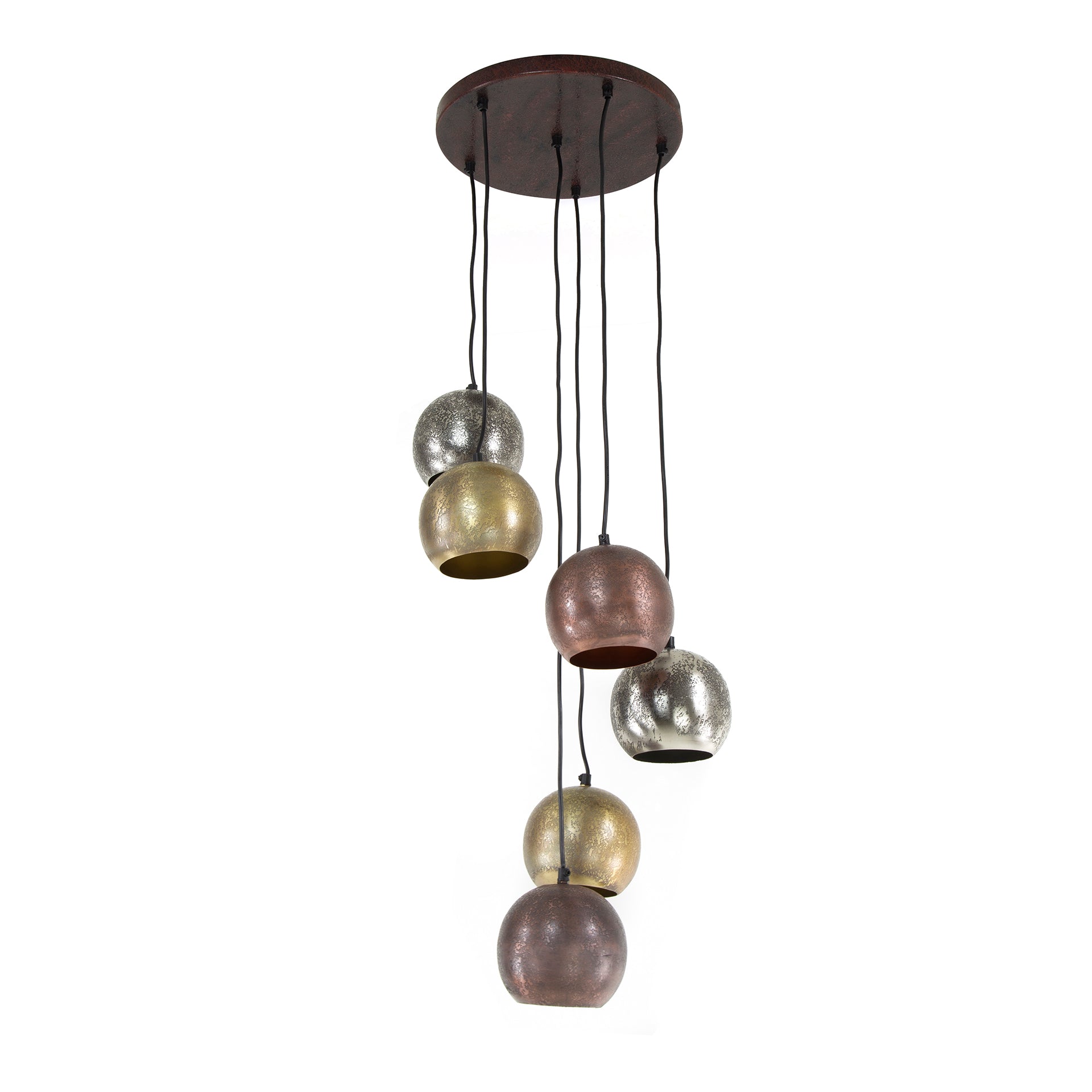 Hanglamp Bol Metal | 6-Lichts | Mat nikkel mix