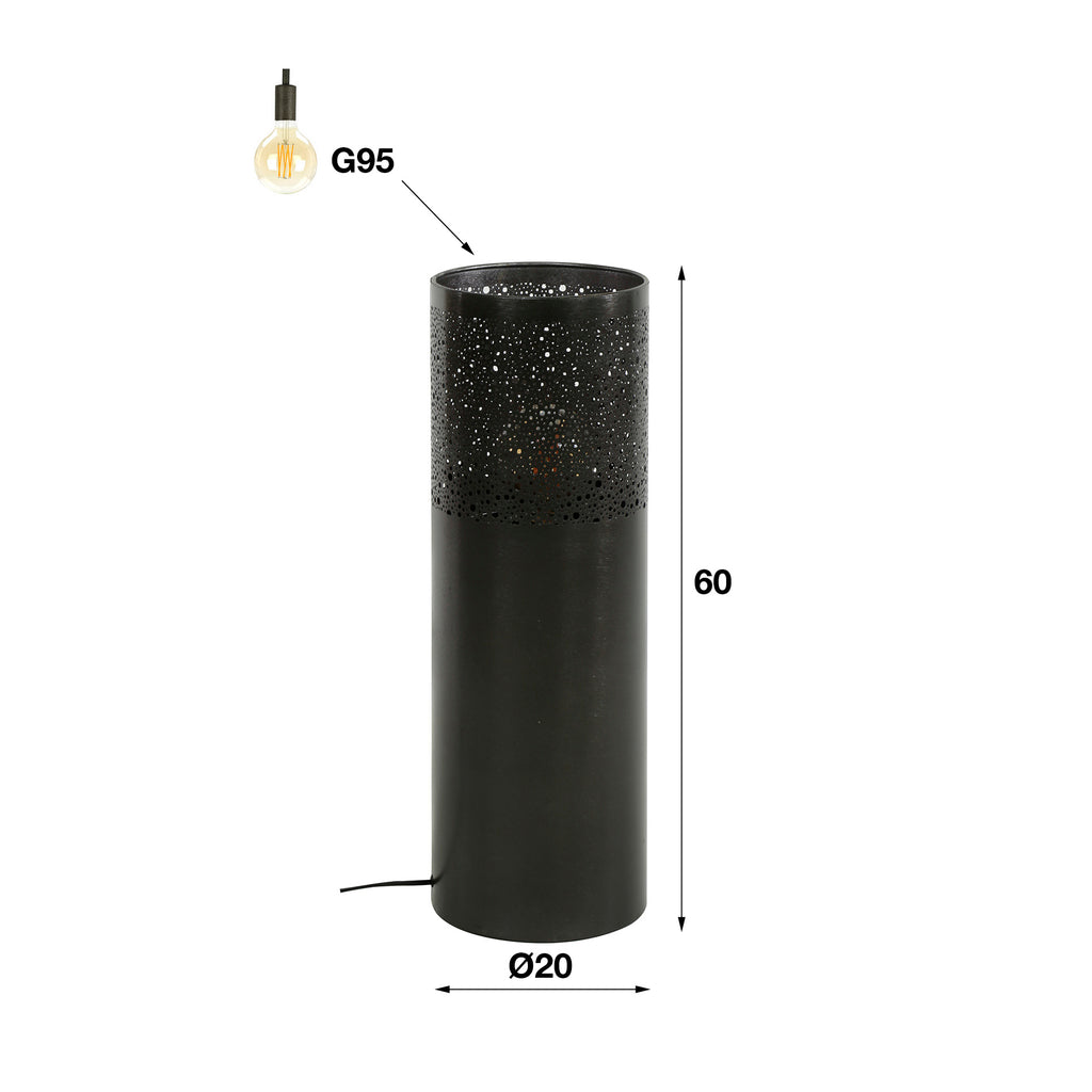 Vloerlamp Cylinder Glow | 1-Lichts | Zwart nikkel
