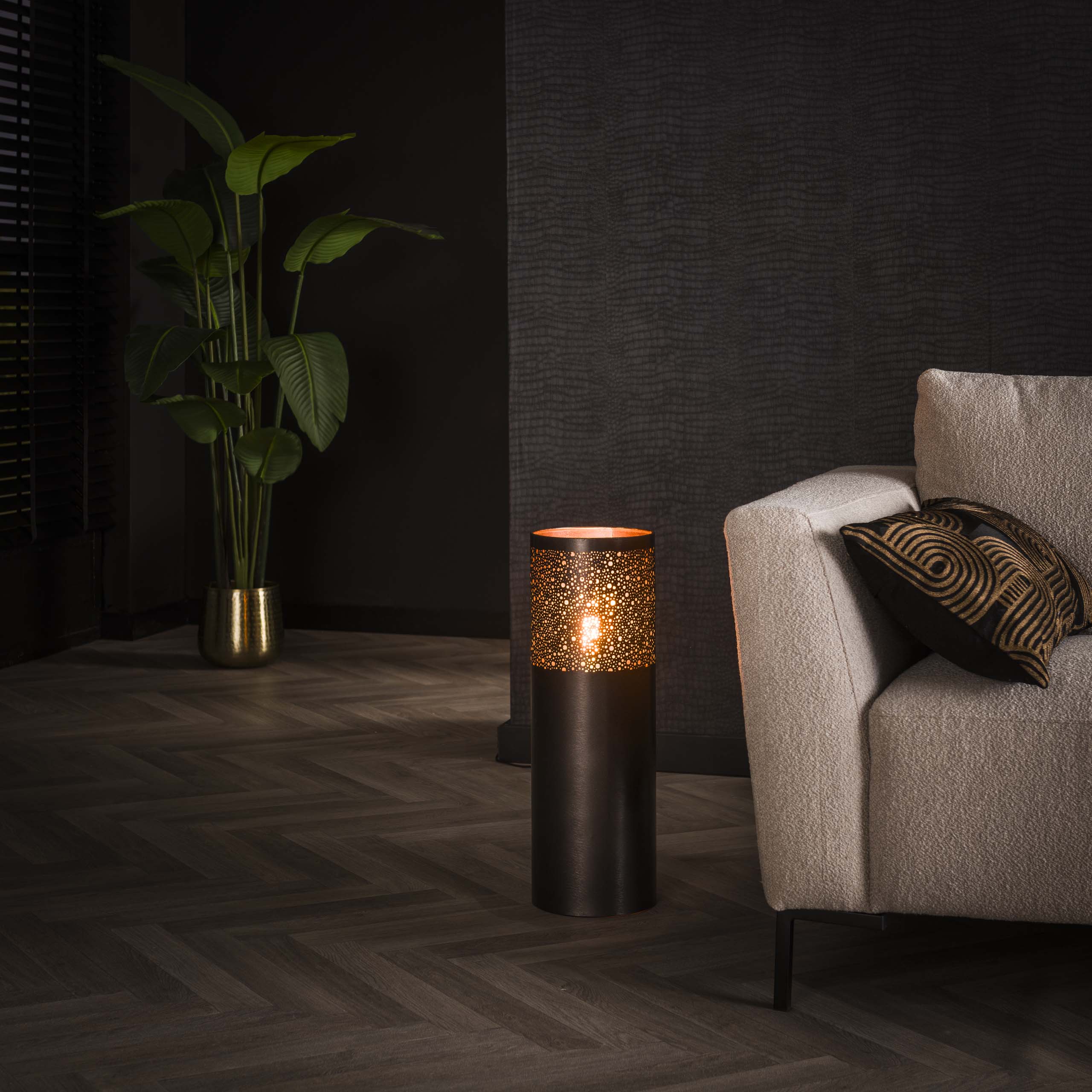 Vloerlamp Cylinder Glow | 1-Lichts | Zwart nikkel
