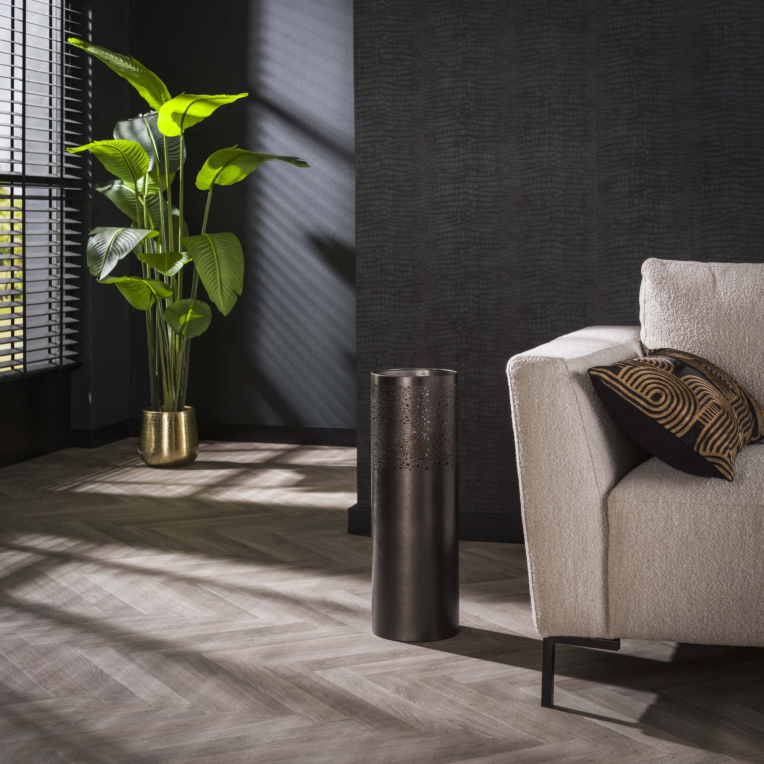 Vloerlamp Cylinder Glow | 1-Lichts | Zwart nikkel