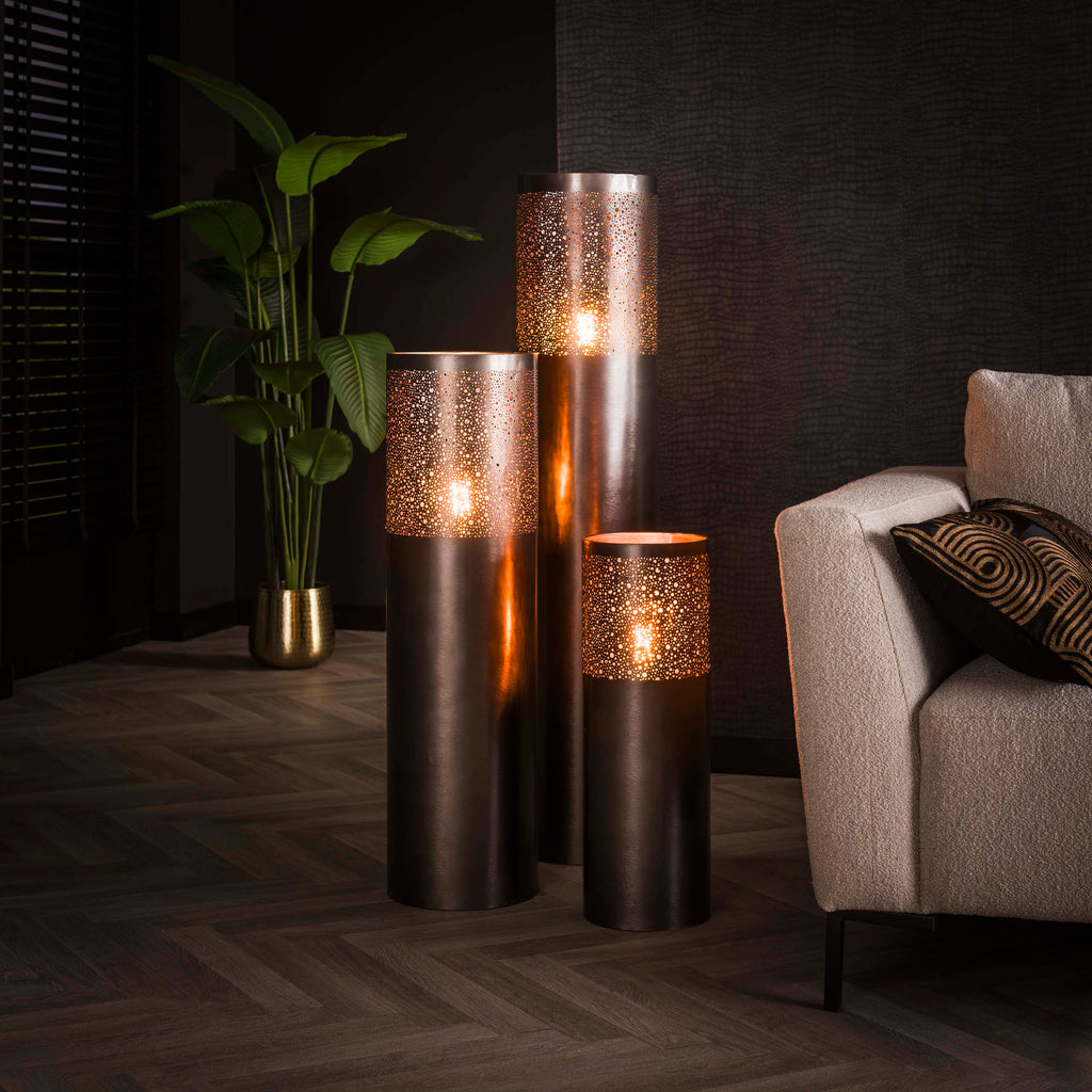 Vloerlamp Cylinder Glow | 1-Lichts | Zwart nikkel