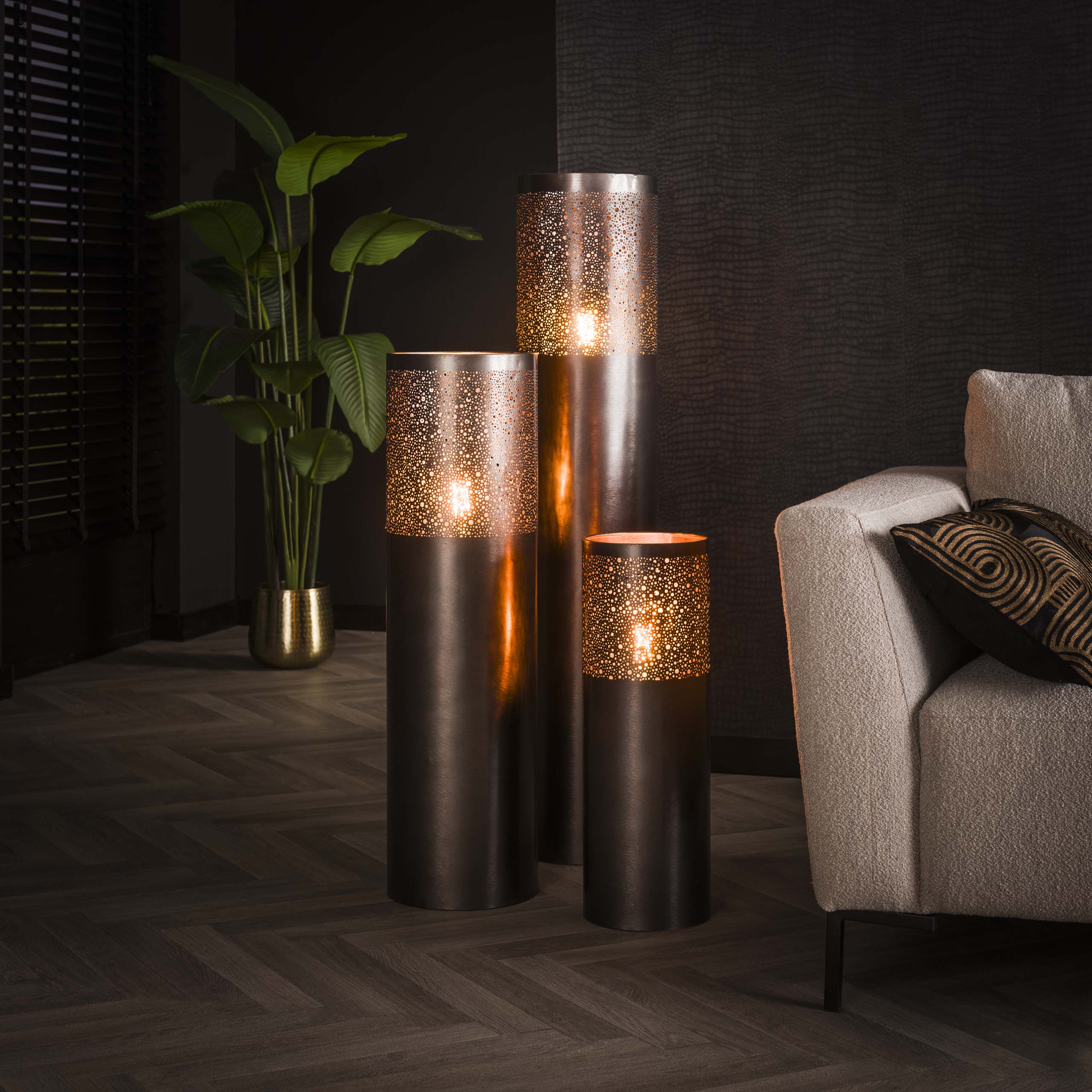 Vloerlamp Cylinder Glow | 1-Lichts | Zwart nikkel