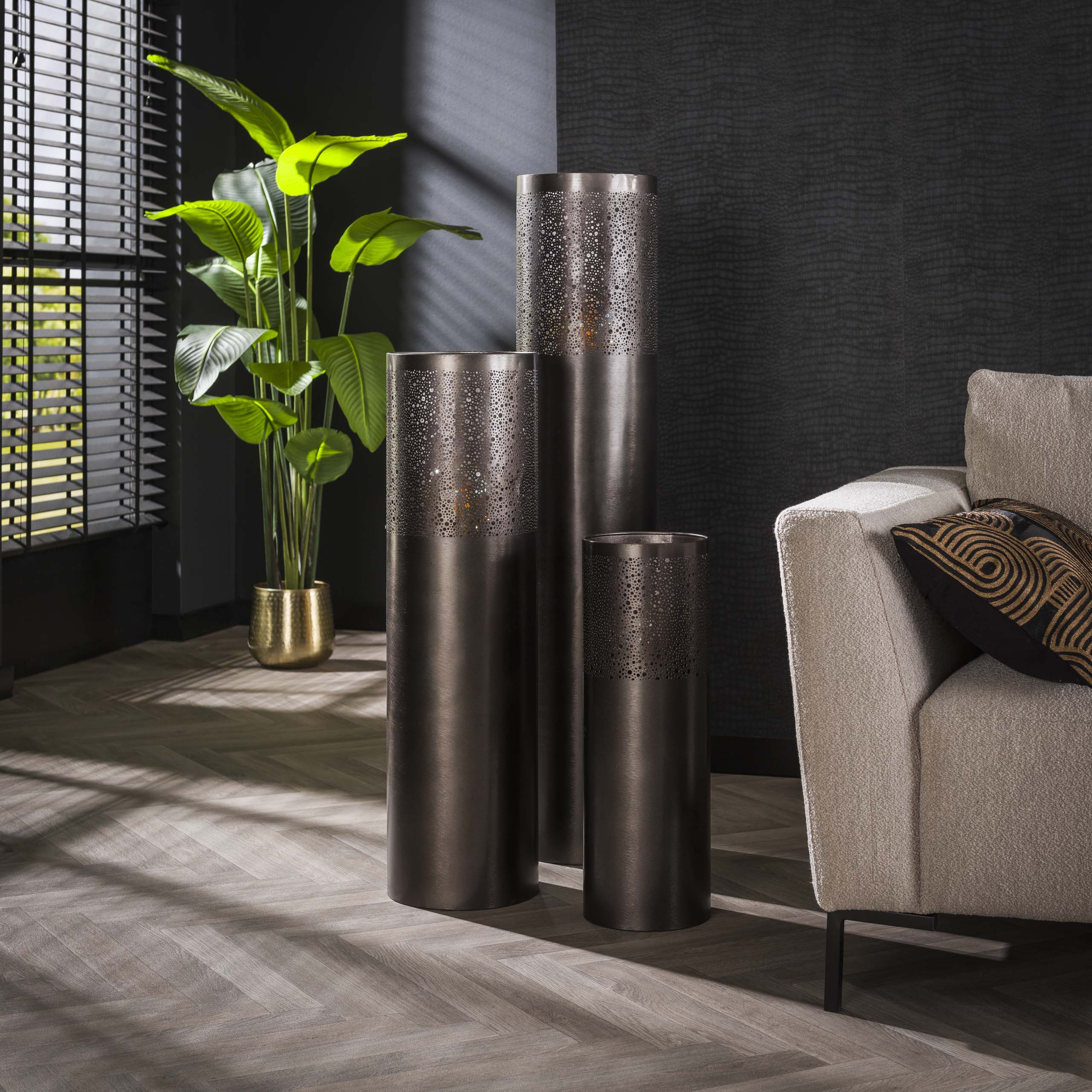 Vloerlamp Cylinder Glow | 1-Lichts | Zwart nikkel