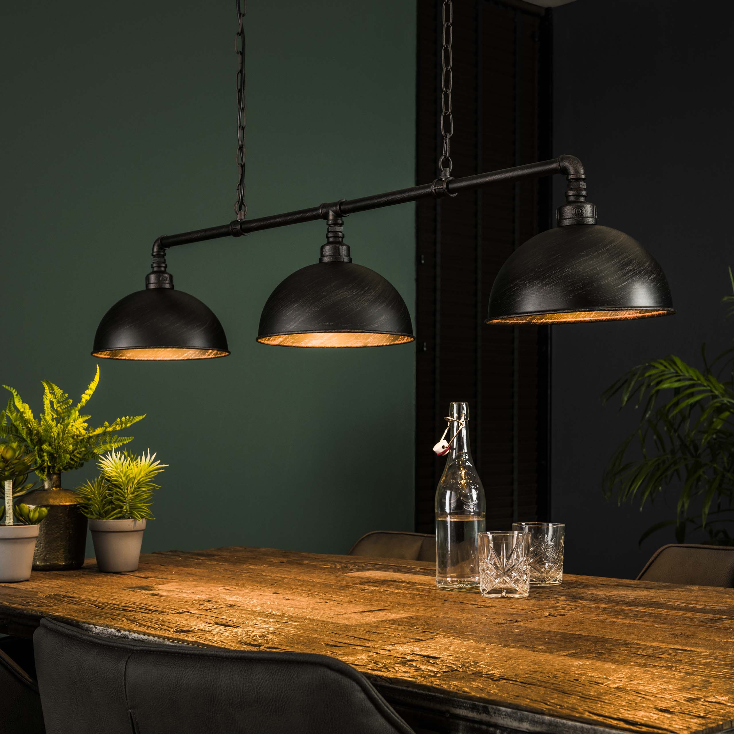 Hanglamp Industrial Tube | 3-Lichts | Zwart