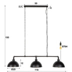 Hanglamp Industrial Tube | 3-Lichts | Zwart
