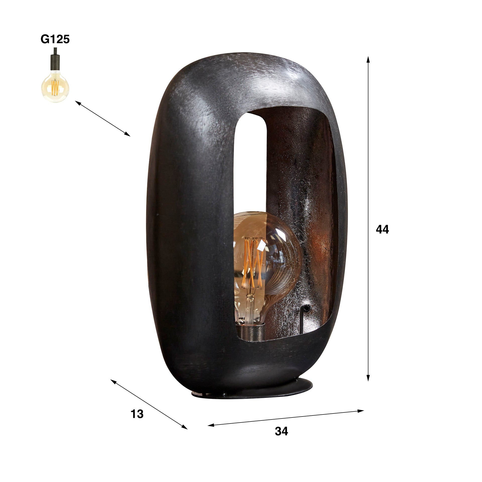 Tafellamp Arch XL | 1-Lichts | Zwart nikkel