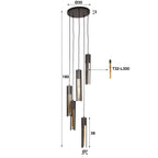 Hanglamp Tube | 5-Lichts | Artic zwart