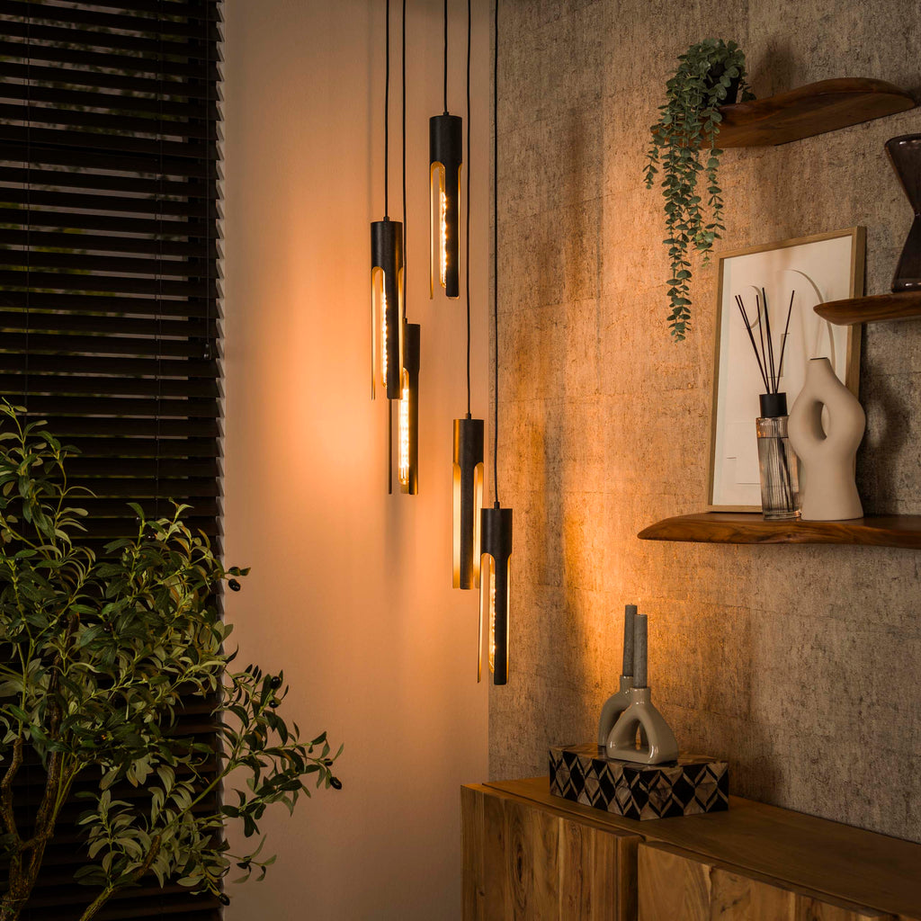 Hanglamp Tube | 5-Lichts | Artic zwart