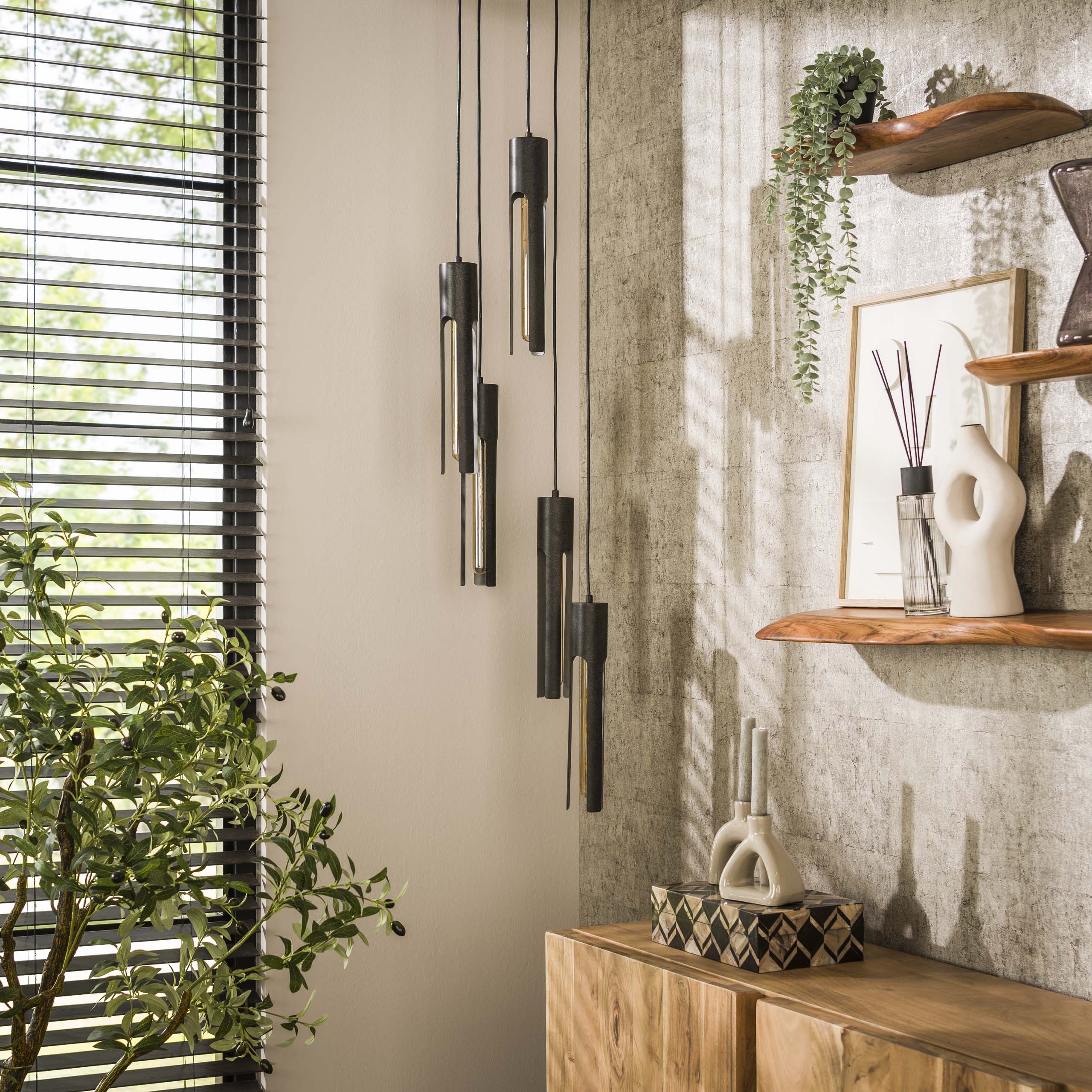 Hanglamp Tube | 5-Lichts | Artic zwart