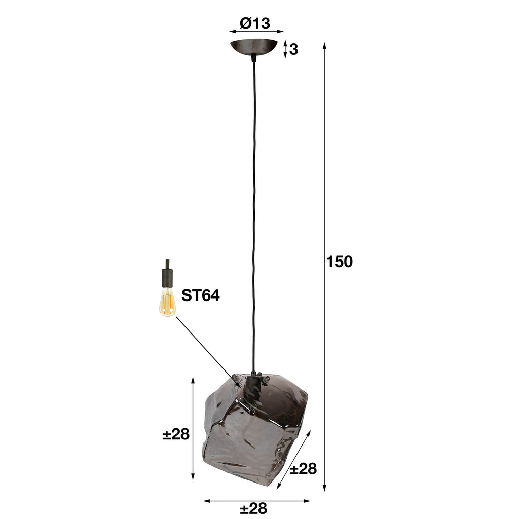 Hanglamp Rock | 1-Lichts | Chroom Glas