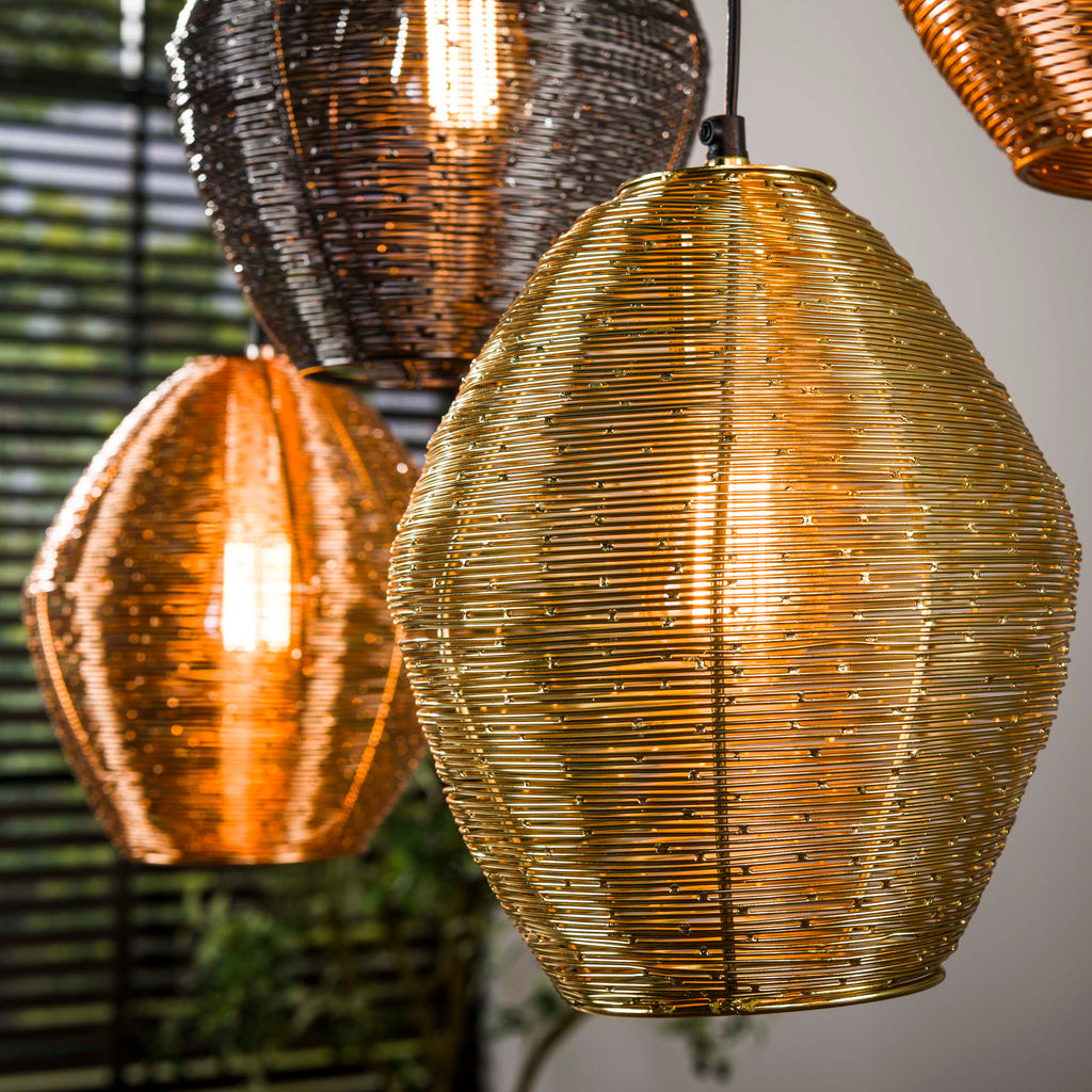 Hanglamp Web | 5-Lichts | Mat nikkel mix