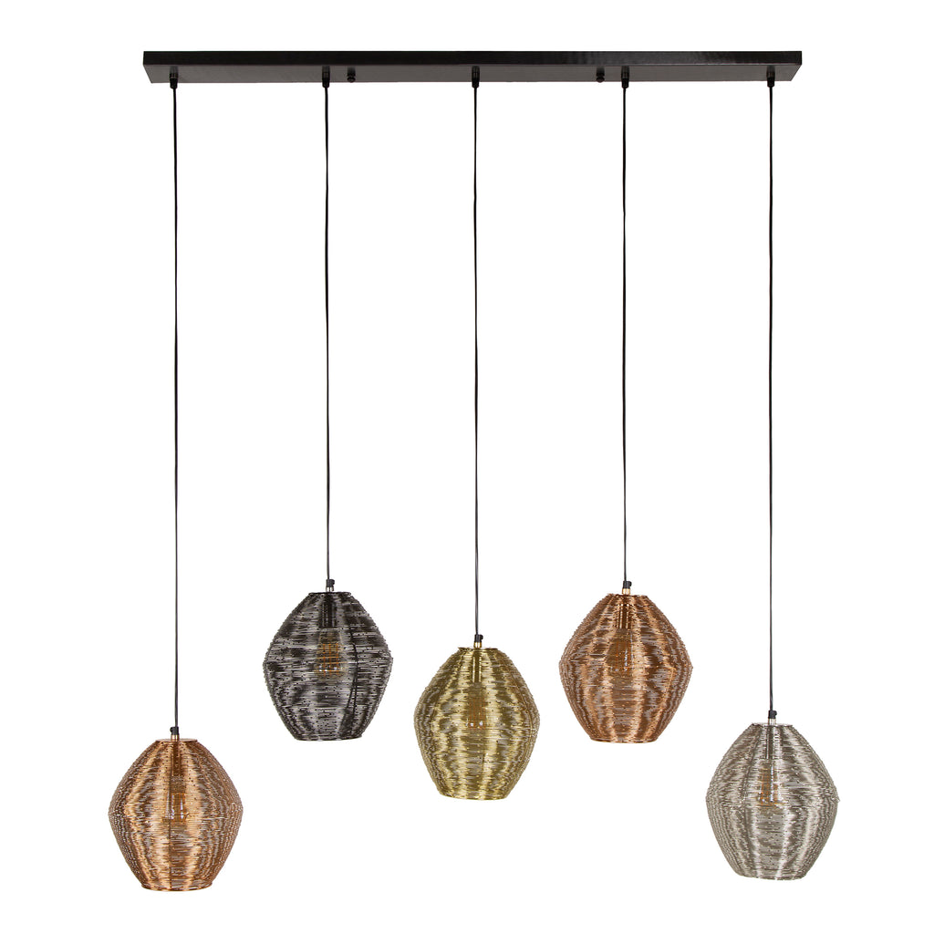 Hanglamp Web | 5-Lichts | Mat nikkel mix