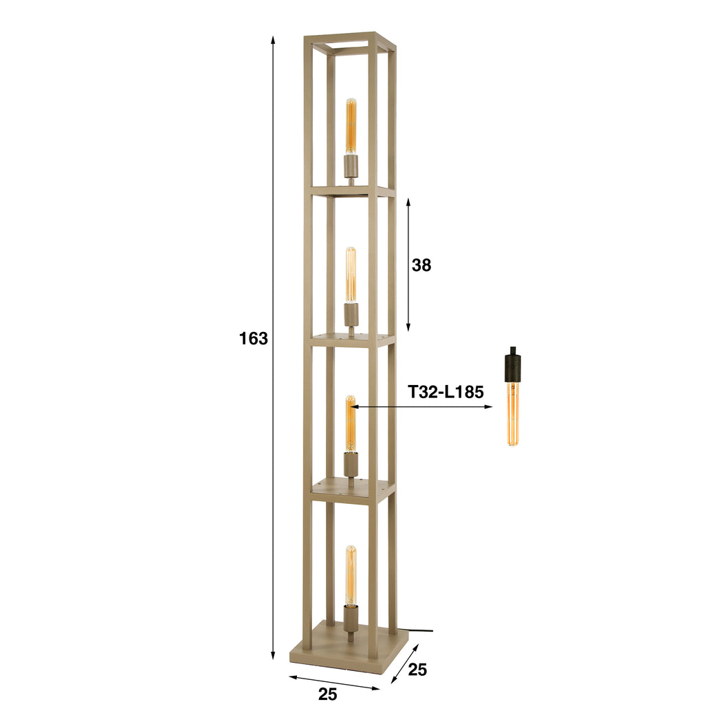 Vloerlamp Quadra | 4-Lichts | Beige