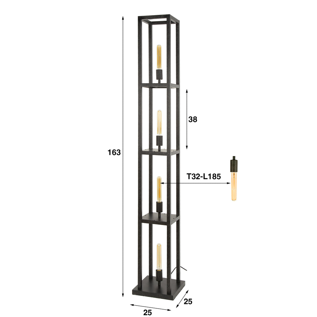 Vloerlamp Quadra | 4-Lichts | Artic zwart