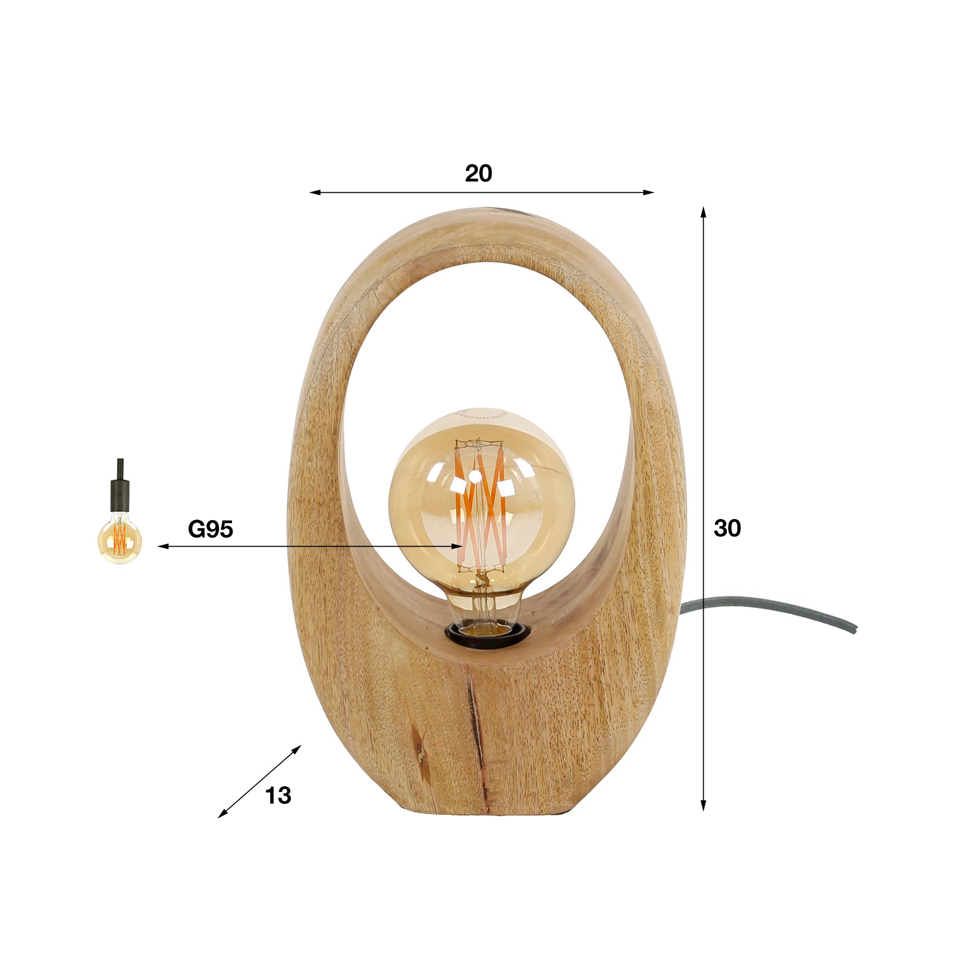 Tafellamp Arch Wood | 1-lichts | Massief mango