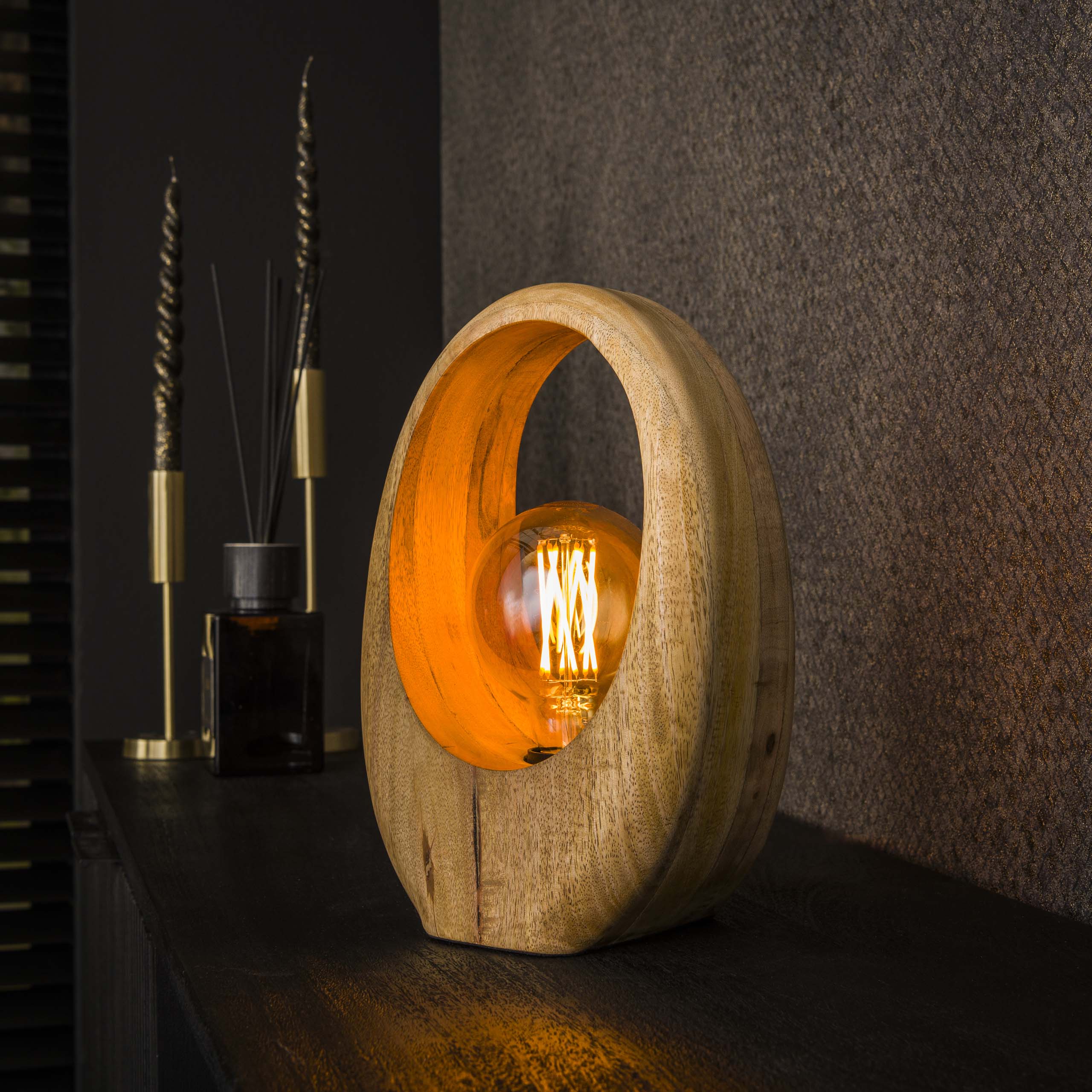 Tafellamp Arch Wood | 1-lichts | Massief mango