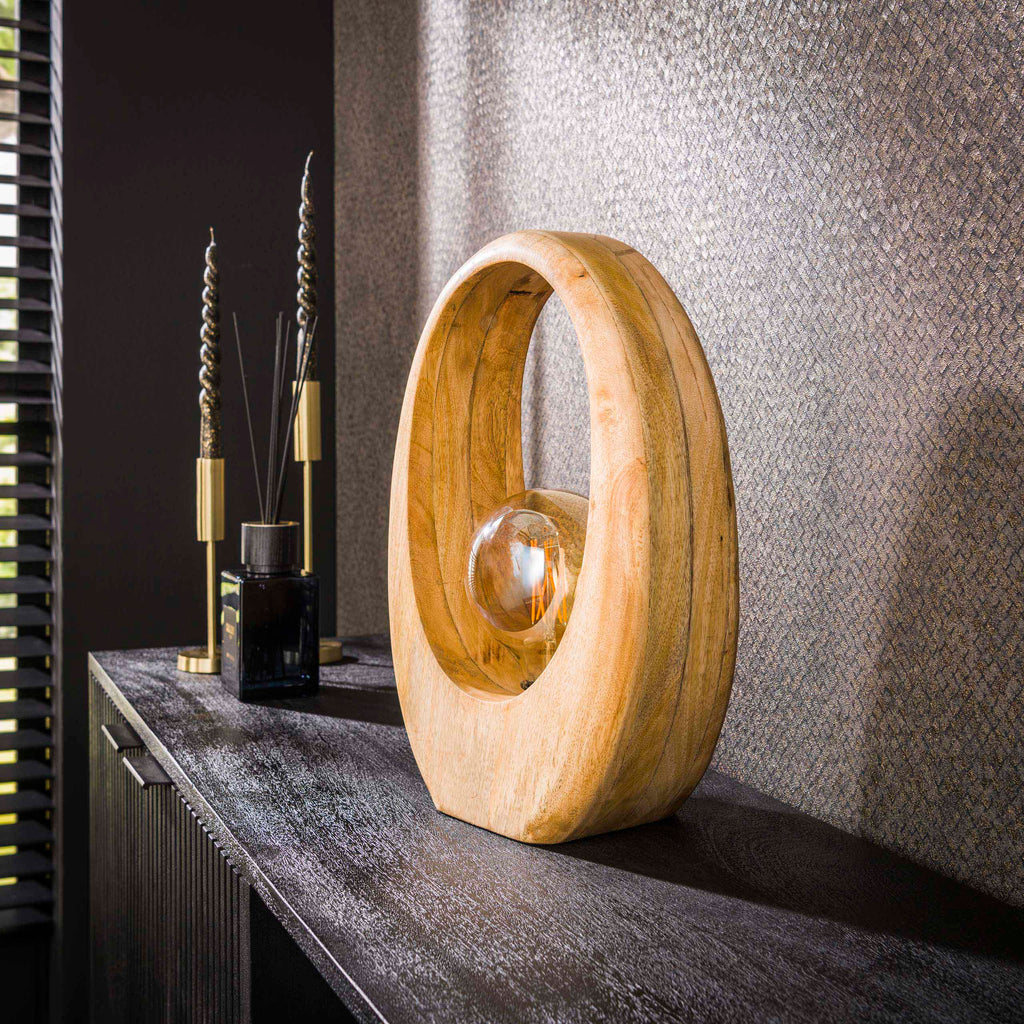 Tafellamp Arch Wood L | 1-lichts | Massief mango