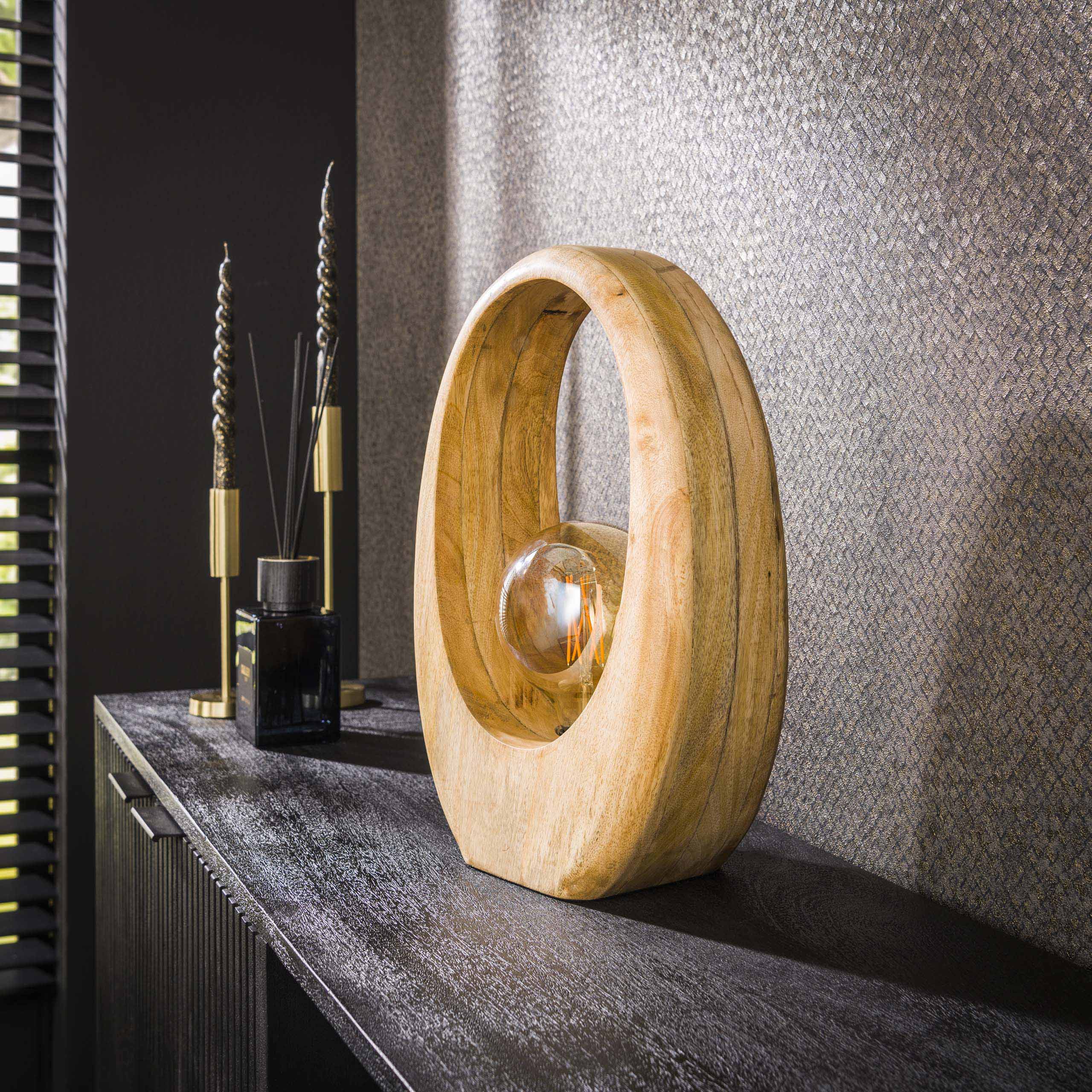 Tafellamp Arch Wood L | 1-lichts | Massief mango