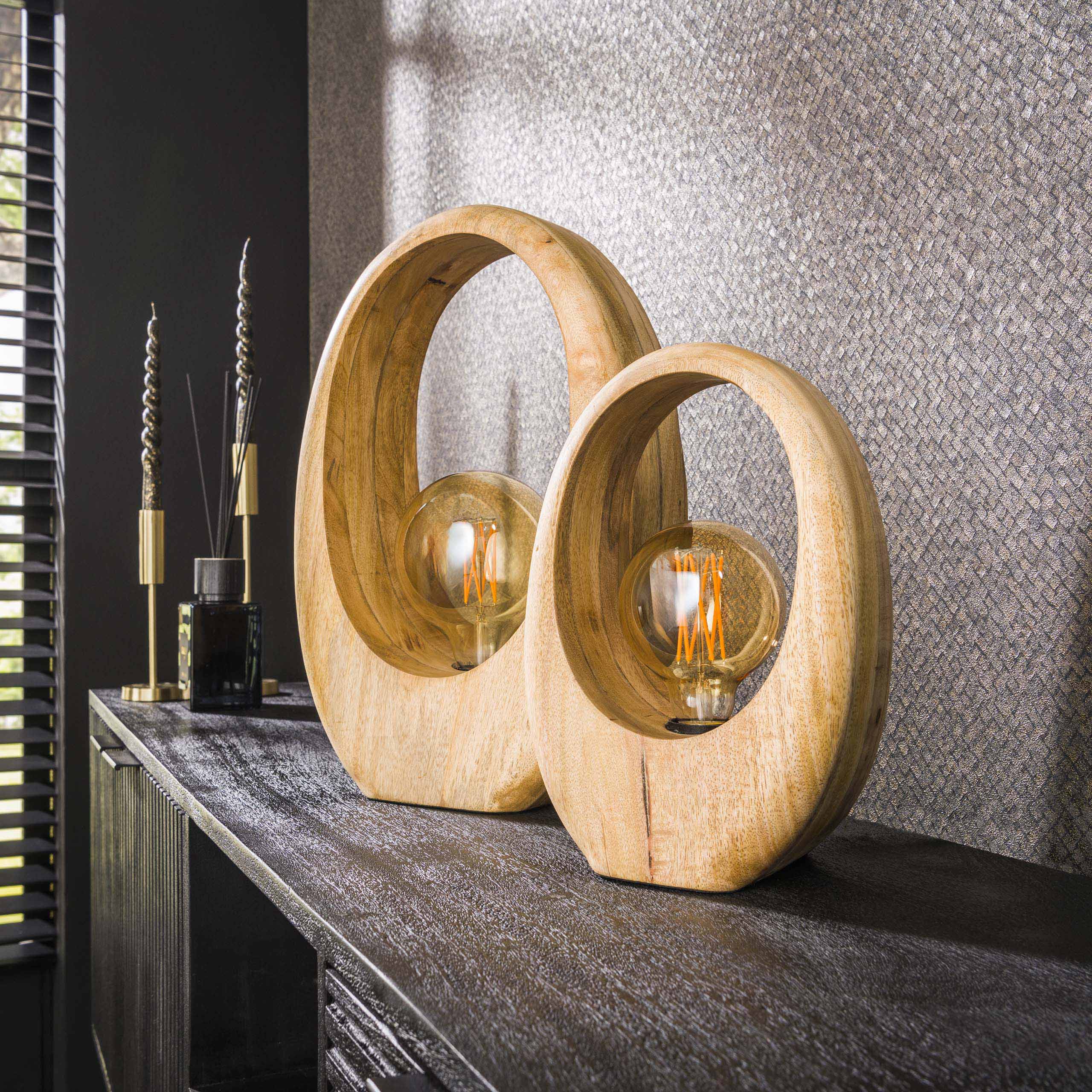 Tafellamp Arch Wood L | 1-lichts | Massief mango