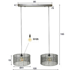 Hanglamp Stringshade | 2-Lichts | Zwart nikkel