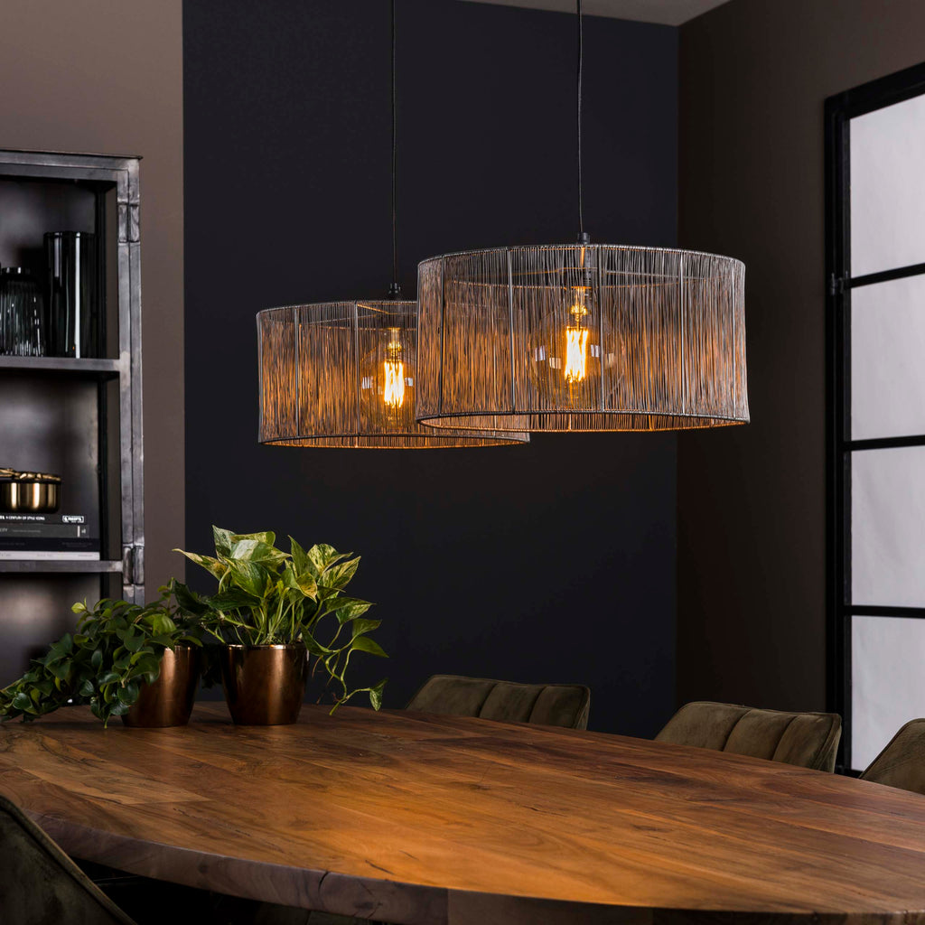 Hanglamp Stringshade | 2-Lichts | Zwart nikkel