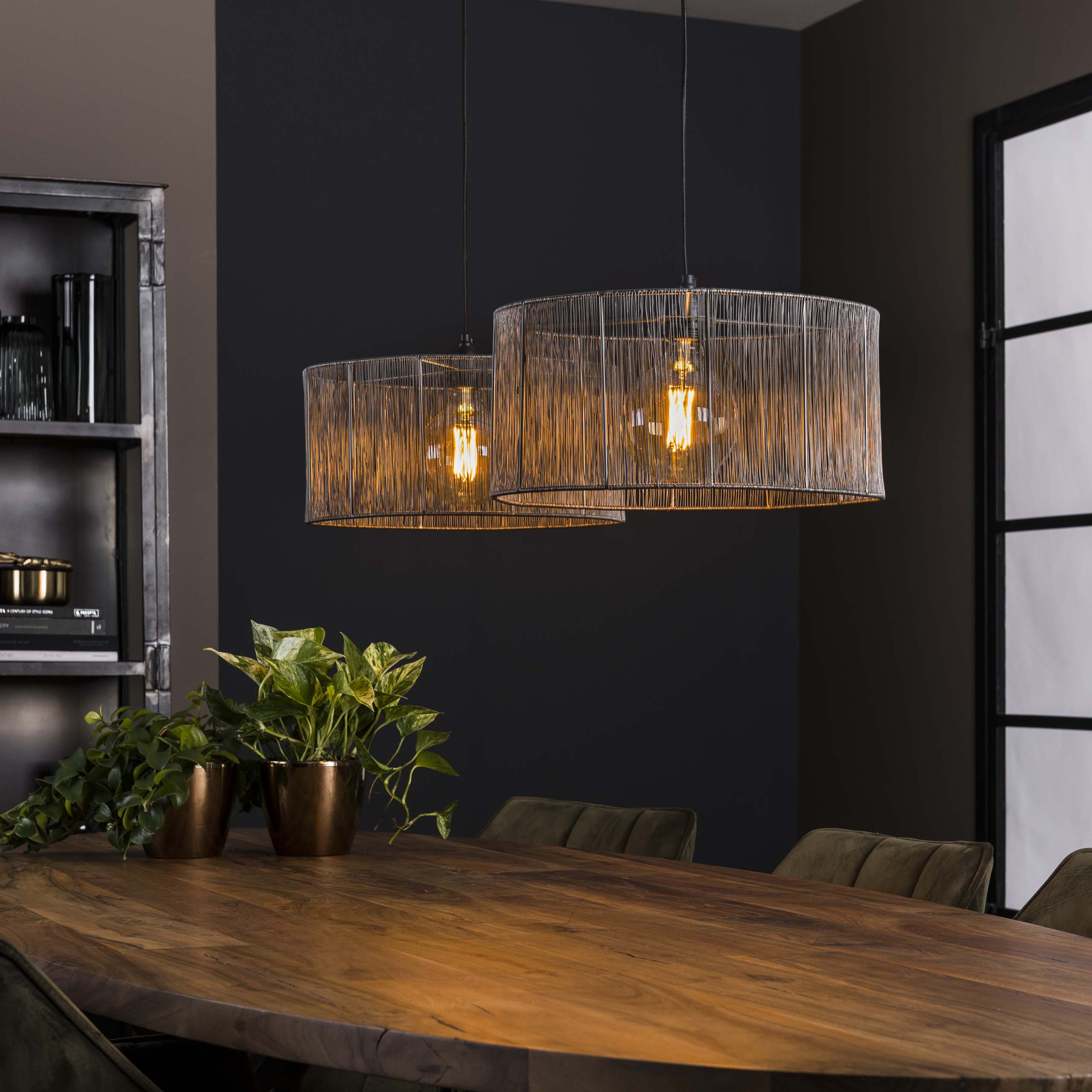 Hanglamp Stringshade | 2-Lichts | Zwart nikkel