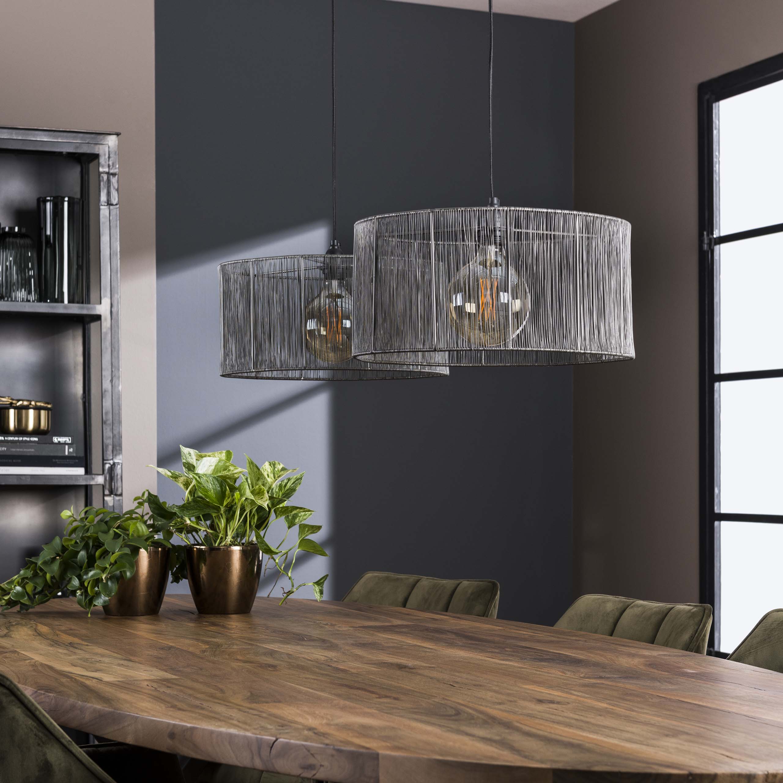 Hanglamp Stringshade | 2-Lichts | Zwart nikkel