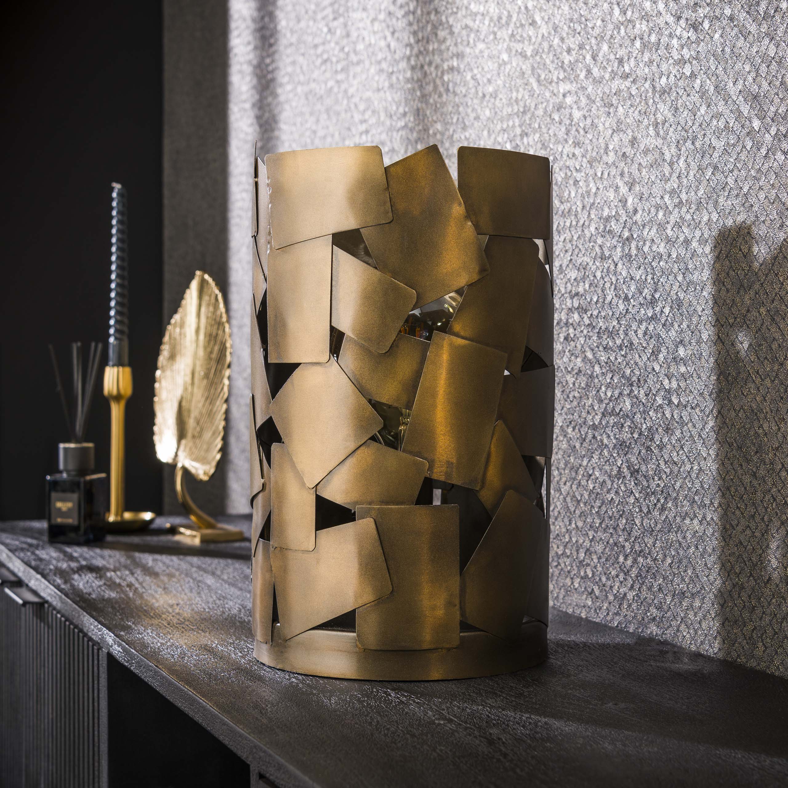 Tafellamp Patch Cylinder | 1-Lichts | Antiek brons