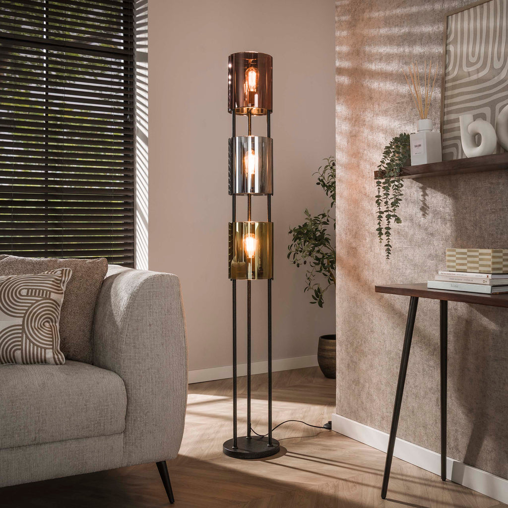 Vloerlamp Lucente Tricolore | 3-Lichts | Artic zwart