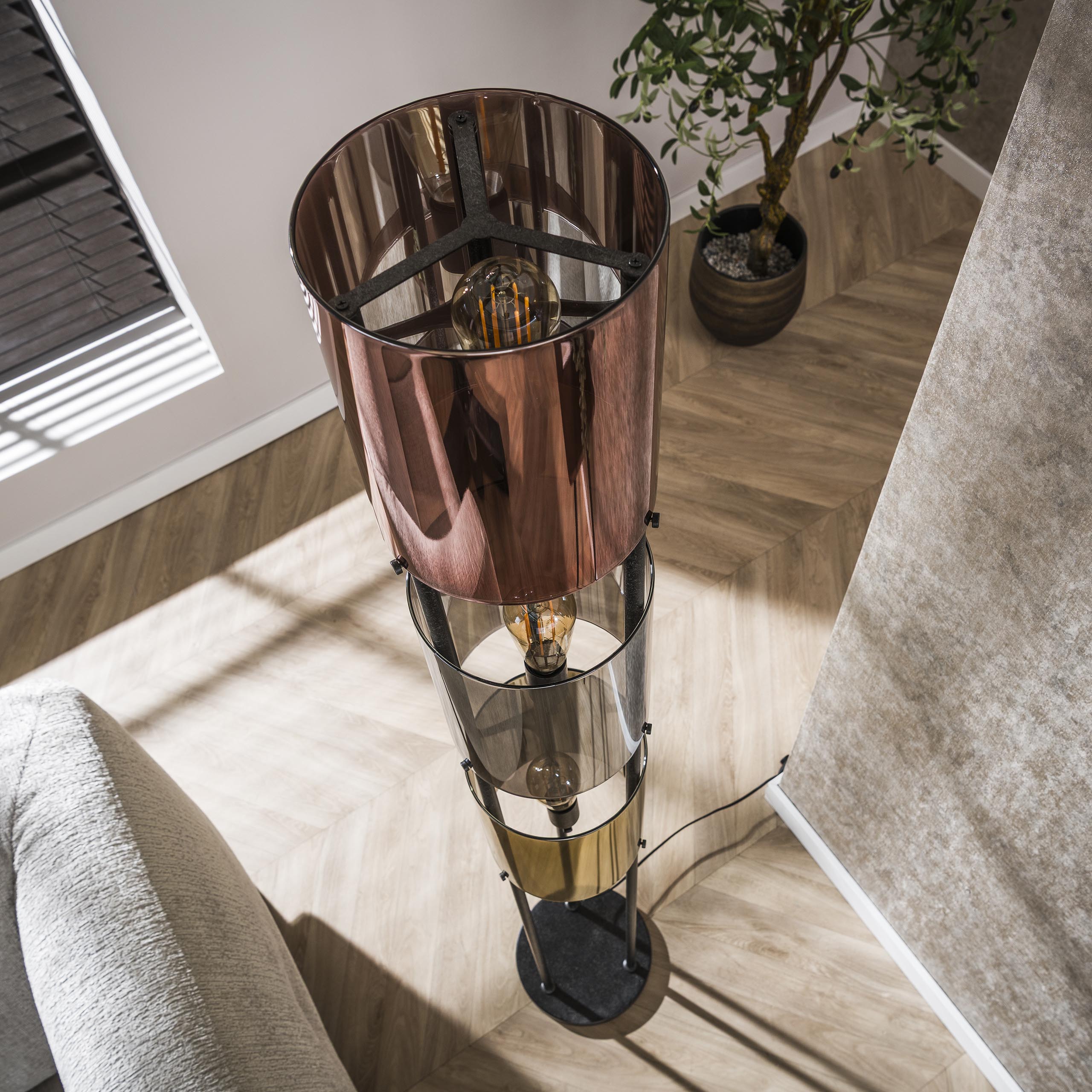 Vloerlamp Lucente Tricolore | 3-Lichts | Artic zwart