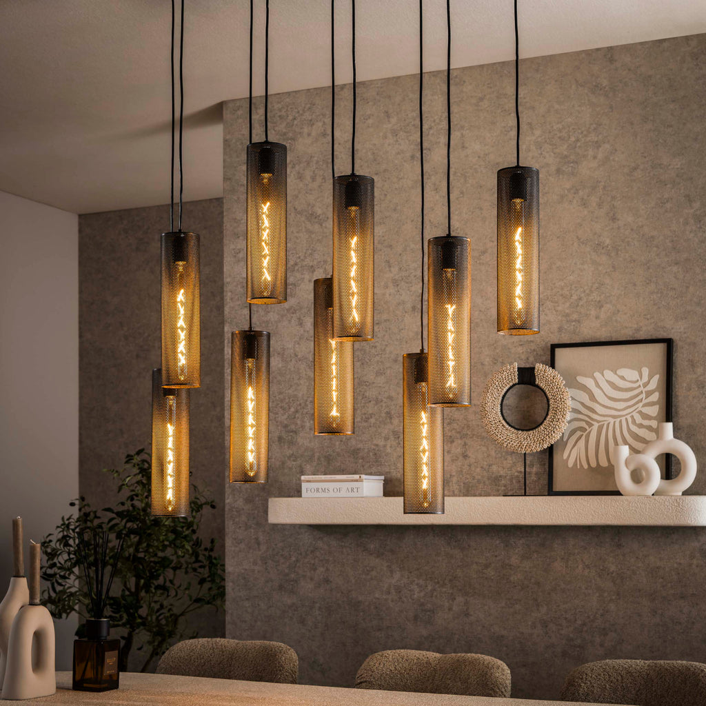 Hanglamp Tube Mesh | 5+4-Lichts | Artic zwart