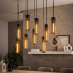 Hanglamp Tube Mesh | 5+4-Lichts | Artic zwart